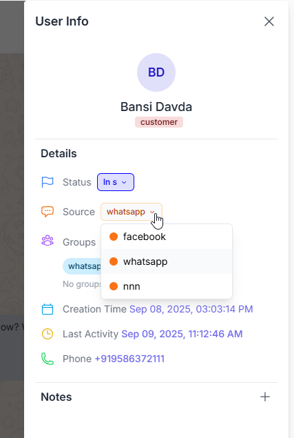 Chat Source Selection